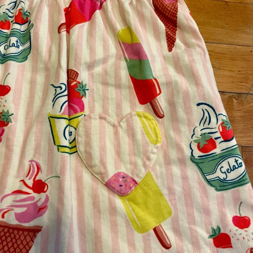 Mini Boden Short Sleeve Printed Tunic in Vintage Pink Ice Cream Stripe - Picture 3 of 8